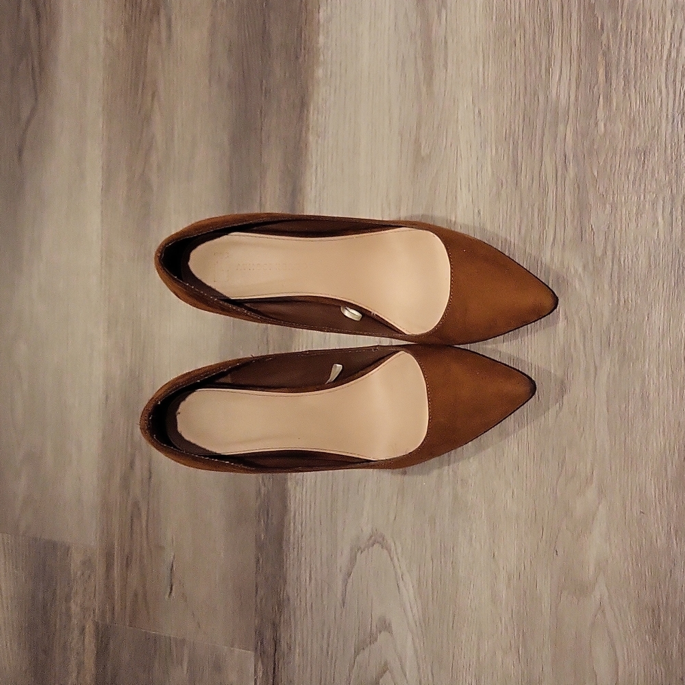 Brown suede heel